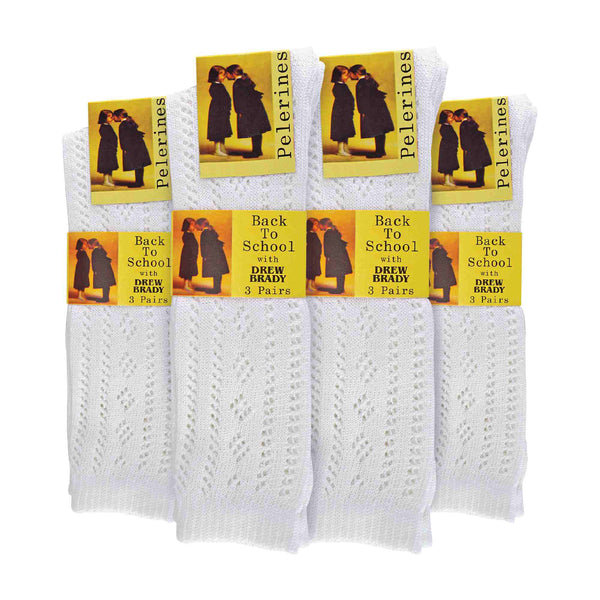 Sock Snob 12 Pair Soft Cotton Rich Knee High White Uniform Kids Socks For School