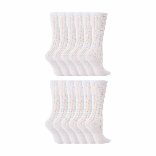 sock snob 12 Pair Soft Cotton Rich Knee High White Uniform Kids Socks for School
