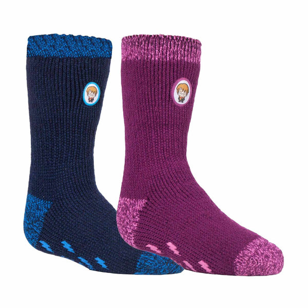 sock snob 2 Pack Kids Harry Potter Socks with Grips Thermal Non Slip Slipper Socks