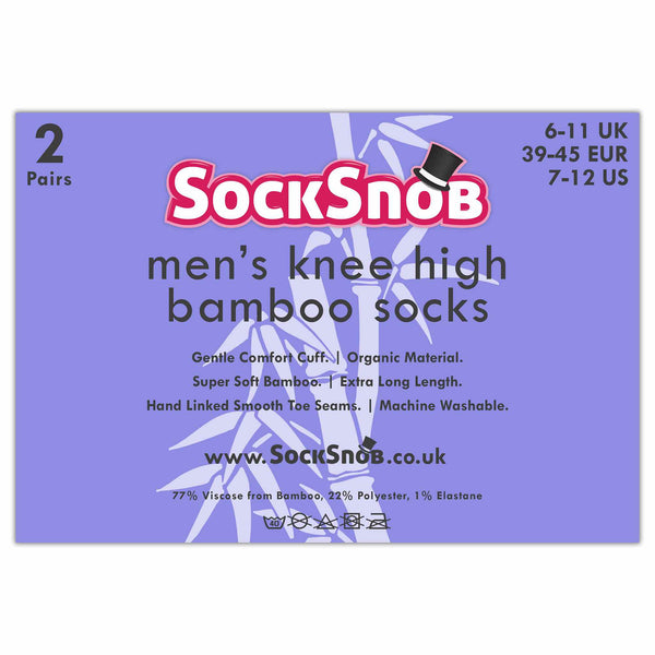 Sock Snob 2 Pack Mens Extra Long Knee High Breathable Bamboo Socks