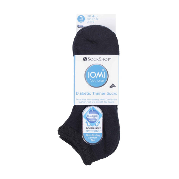 Sock Snob 3 Pack Cotton Trainer Diabetic Socks For Swollen Feet & Ankles