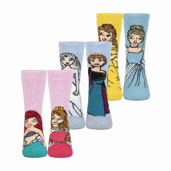 sock snob 3 Pack Girls Disney Novelty Socks: Thermal Lite Princess Socks