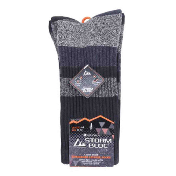 Sock Snob 3 Pack Ladies Anti Blister Cotton Hiking Socks With Padded Sole