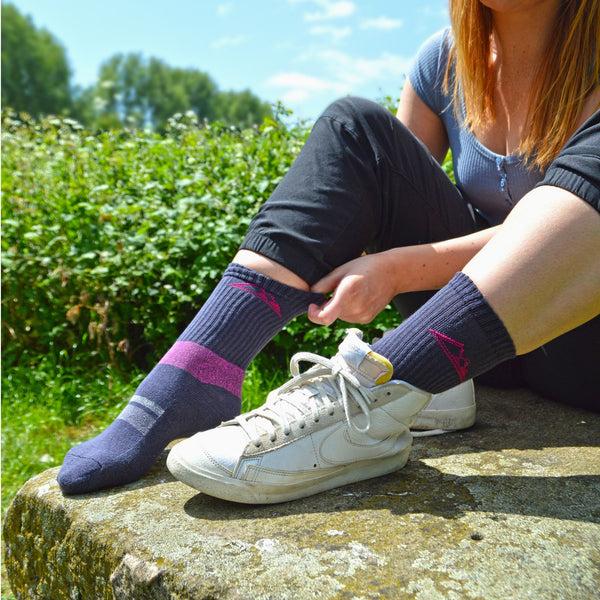 Sock Snob 3 Pack Ladies Anti Blister Cotton Hiking Socks With Padded Sole