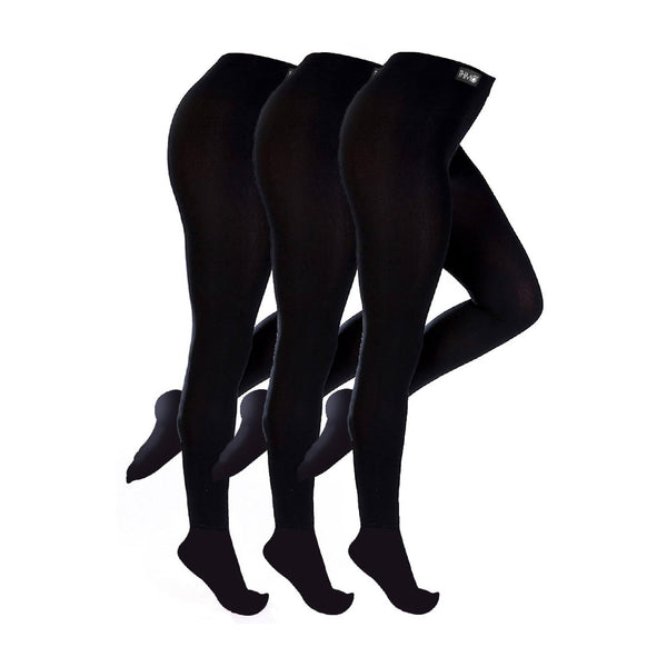sock snob 3 Pack Ladies Black Fleece Lined Thermal Tights