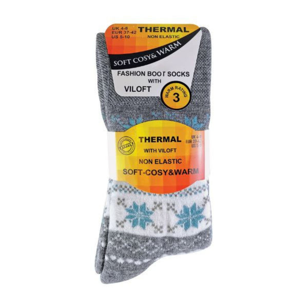 Sock Snob 3 Pack Ladies Warm Fairisle Thermal Viloft Socks For Winter