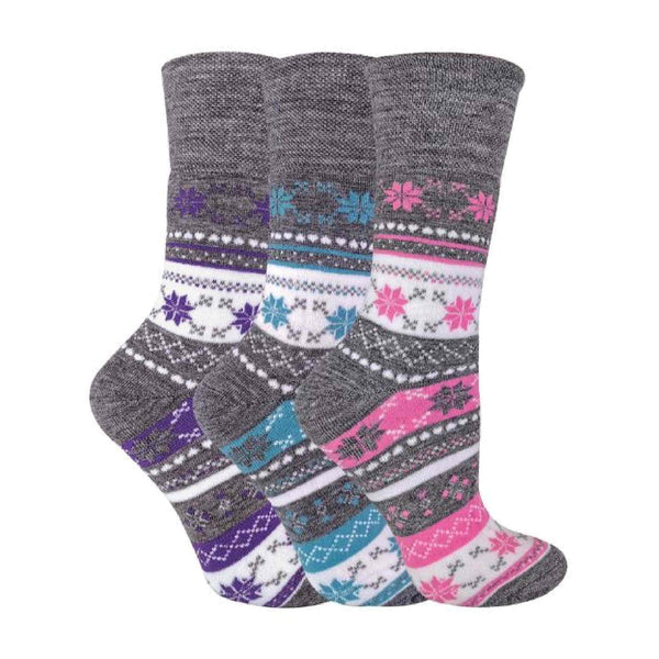 sock snob 3 Pack Ladies Warm Fairisle Thermal Viloft Socks for Winter