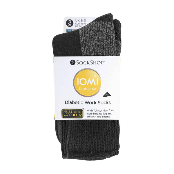 Sock Snob 3 Pack Mens Extra Wide Loose Top Cushioned Cotton Diabetic Work Socks