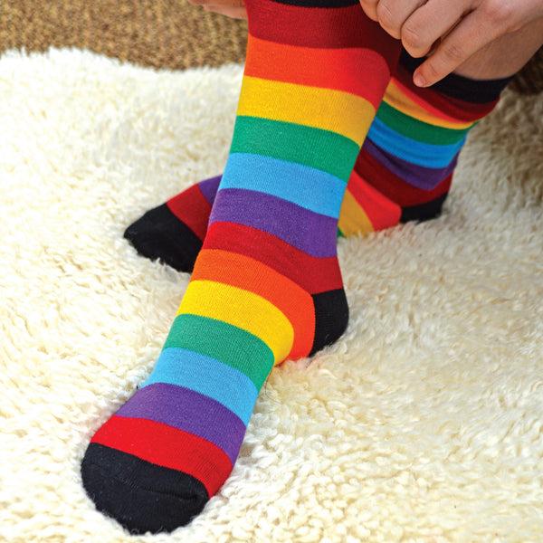 Sock Snob 3 Pack Mens & Ladies Bright Patterned Striped Cotton Rainbow Socks