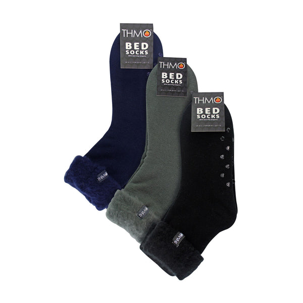 Sock Snob 3 Pack Mens Soft Fleece Lined Slipper Bed Socks