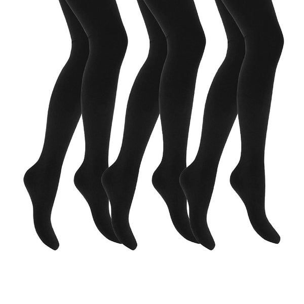 sock snob 3 Pair Multipack Girls Fleece Lined Opaque Thermal Tights for Winter