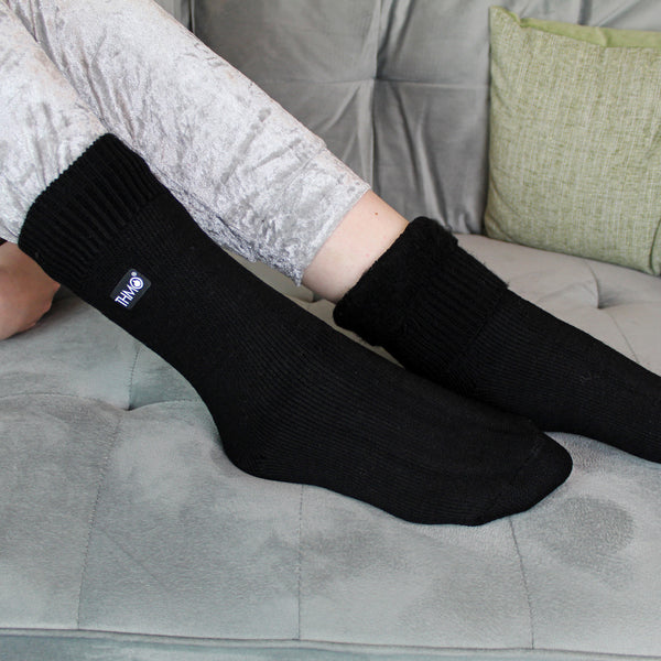 Sock Snob 3 Pairs Kids Thermal Socks | Ribbed Soft Top Fleece Fluffy Inner Warm Socks