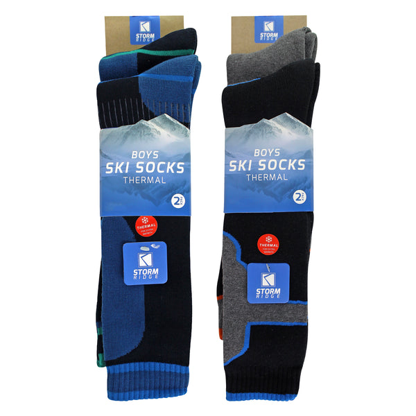 Sock Snob 4 Pack Boys Thermal Ski Socks | Knee High Socks For Snow Boots