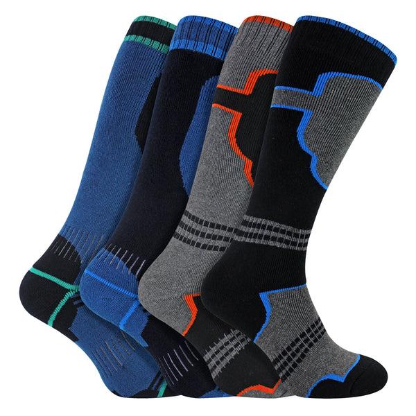 Sock Snob 4 Pack Boys Thermal Ski Socks | Knee High Socks For Snow Boots