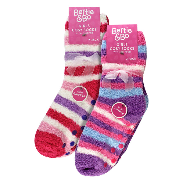 Sock Snob 4 Pack Girls Bed Socks - Warm Soft Cosy Winter Everyday Comfort