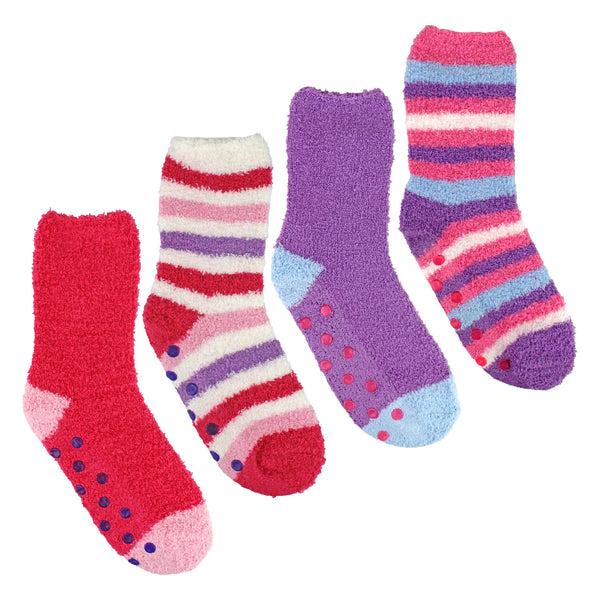 Sock Snob 4 Pack Girls Bed Socks - Warm Soft Cosy Winter Everyday Comfort