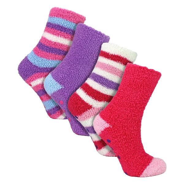 Sock Snob 4 Pack Girls Bed Socks - Warm Soft Cosy Winter Everyday Comfort