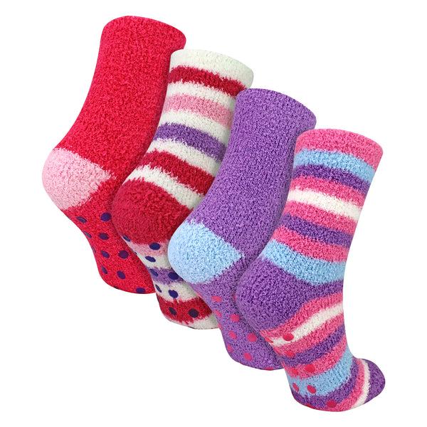 sock snob 4 Pack Girls Bed Socks - Warm Soft Cosy Winter Everyday Comfort
