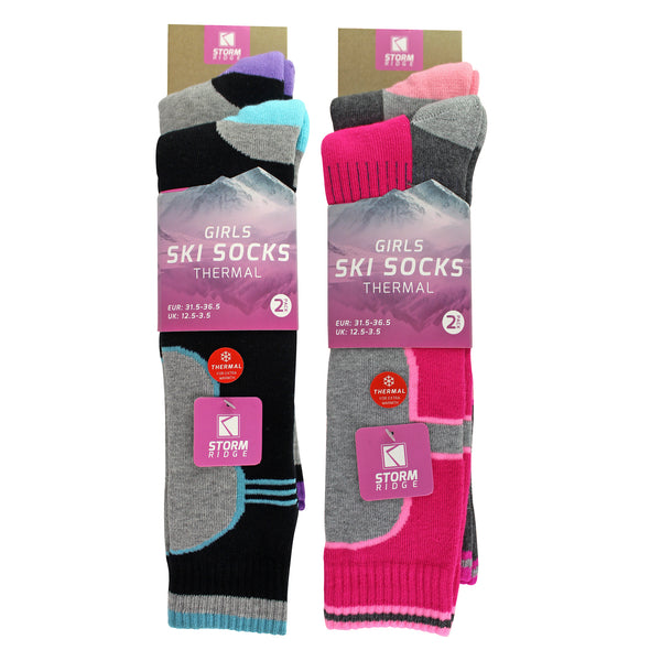 Sock Snob 4 Pack Girls Ski Socks | Thermal Winter Cushioned Socks For Kids