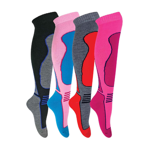 sock snob 4 Pack Ladies Long Knee High Wool Blend Ski Socks