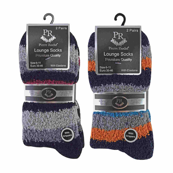 Sock Snob 4 Pack Mens Cosy Soft Fluffy Slipper Bed Socks With Grips