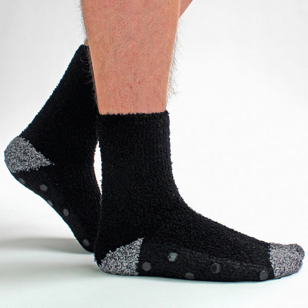 Sock Snob 4 Pack Mens Cosy Soft Fluffy Slipper Bed Socks With Grips