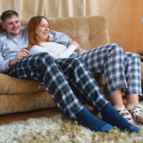 Sock Snob 4 Pack Mens Cosy Soft Fluffy Slipper Bed Socks With Grips