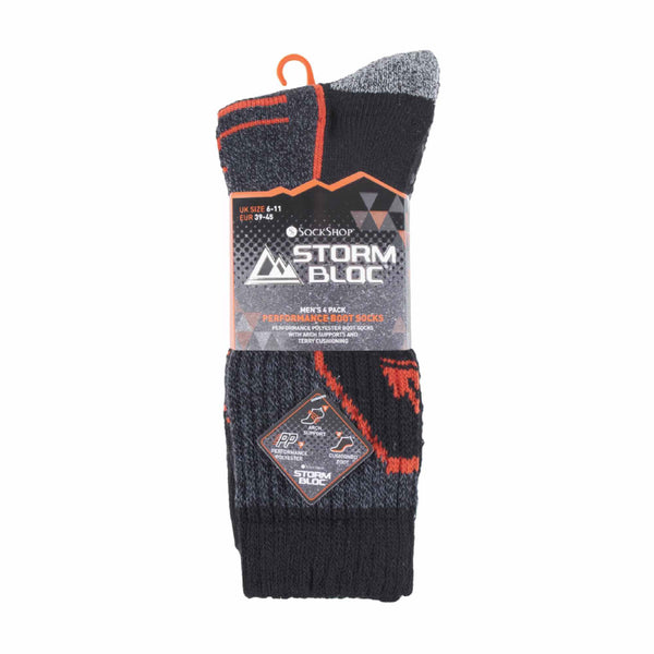 Sock Snob 4 Pack Mens Cushioned Anti Blister Hiking Socks