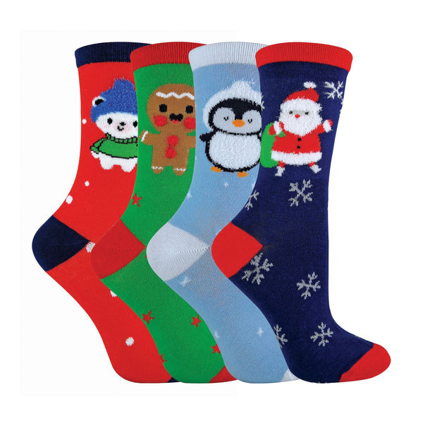 sock snob 4 Pairs Kids Christmas Novelty Cotton Rich Socks