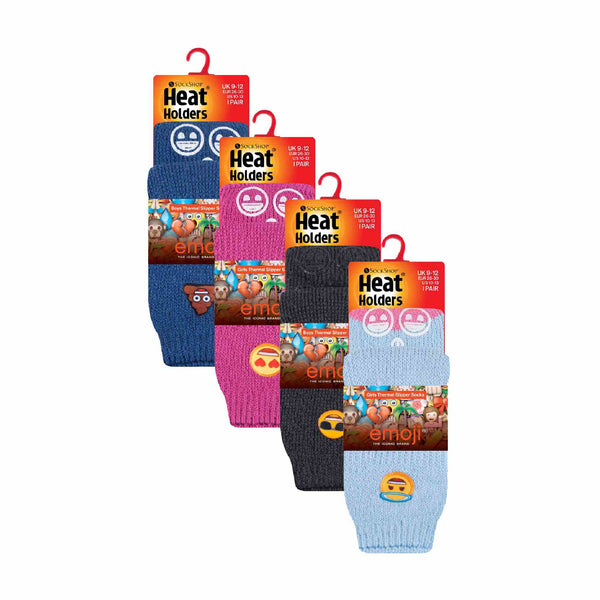 Sock Snob 4 Pairs Of Kids' Novelty Emoji Thermal Slipper Socks For Cozy Comfort