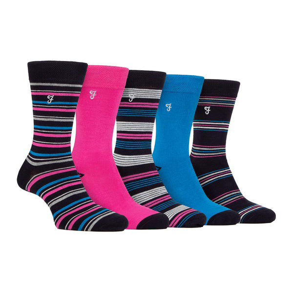 Sock Snob 5 Pack Mens Bamboo Bright Striped Patterned Socks