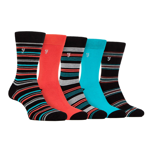 sock snob 5 Pack Mens Bamboo Bright Striped Patterned Socks