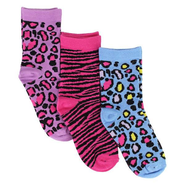 Sock Snob 6 Pack Girls Animal Print Cotton Socks | Colourful Camo Patterned Socks