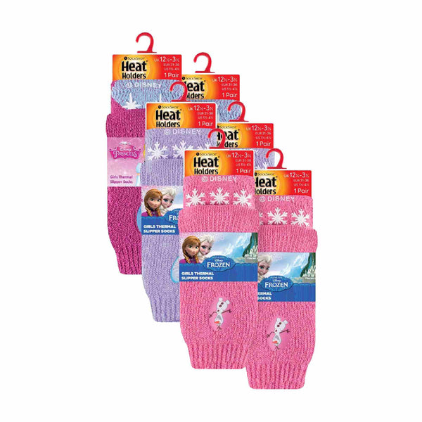 Sock Snob 6 Pack Girls Non Slip Character Socks With Frozen Olaf And Princess Designs