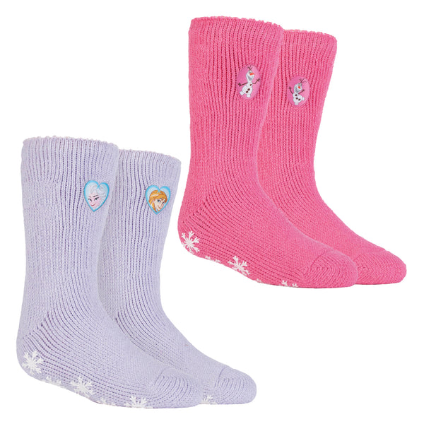 Sock Snob 6 Pack Girls Non Slip Character Socks With Frozen Olaf And Princess Designs