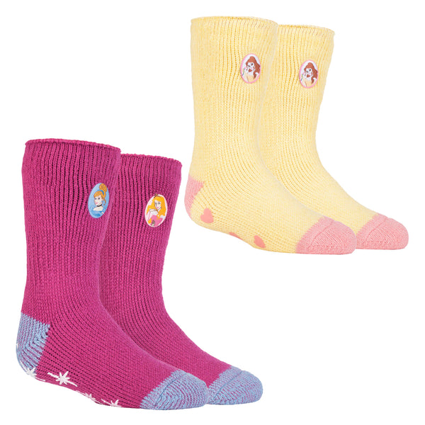 Sock Snob 6 Pack Girls Non Slip Character Socks With Frozen Olaf And Princess Designs