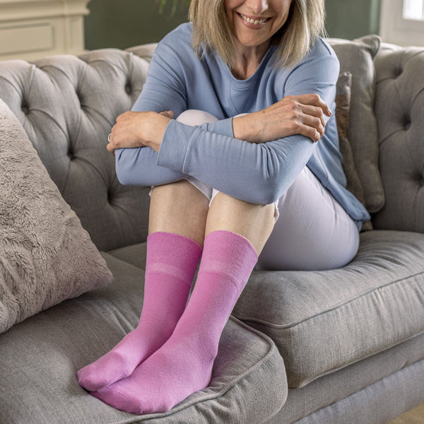 Sock Snob 6 Pack Ladies Non Elastic Cotton Diabetic Socks With Seamless Toe