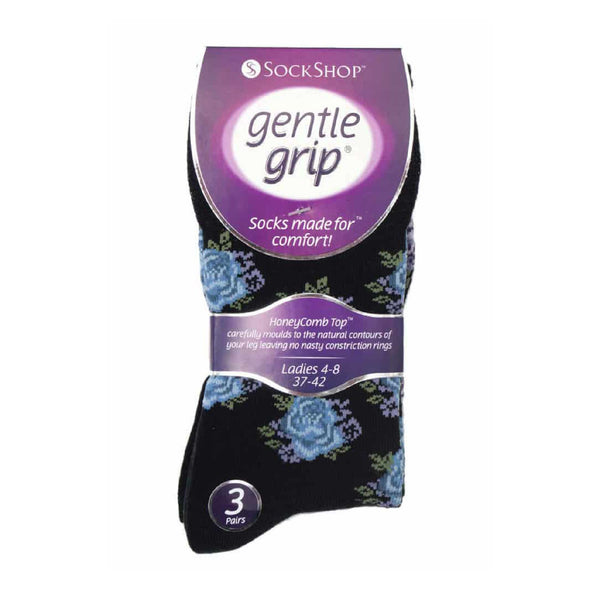 Sock Snob 6 Pack Ladies Non Elastic Floral Patterned Cotton Socks