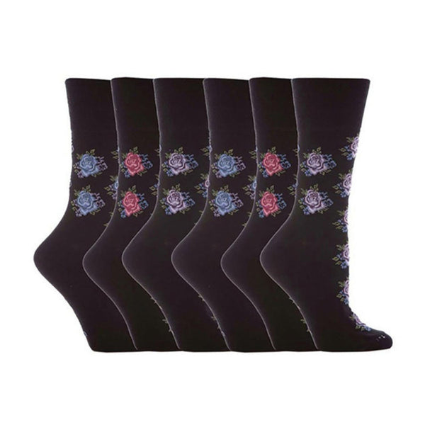 sock snob 6 Pack Ladies Non Elastic Floral Patterned Cotton Socks
