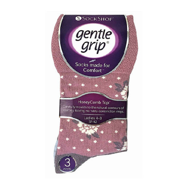 Sock Snob 6 Pack Ladies Non Elastic Patterned Cotton Socks For Poor Circulation