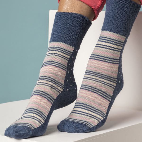 Sock Snob 6 Pack Ladies Non Elastic Plain Coloured Cotton Socks