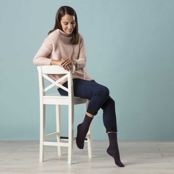 Sock Snob 6 Pack Ladies Non Elastic Soft Top Cotton Diabetic Socks