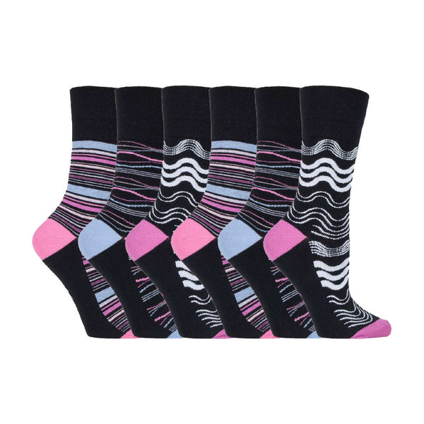 sock snob 6 Pack Ladies Patterned Non Elastic Cotton Socks
