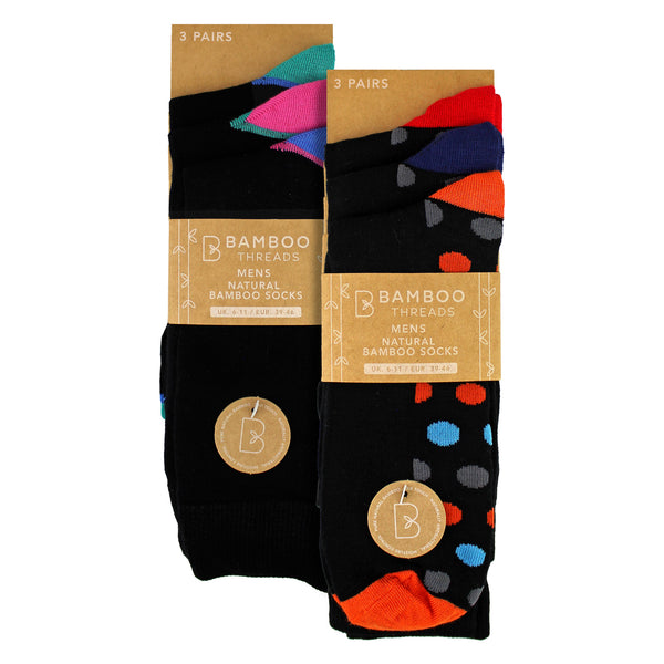Sock Snob 6 Pack Mens Bamboo Design Socks - Soft Breathable Everyday Patterned Fit