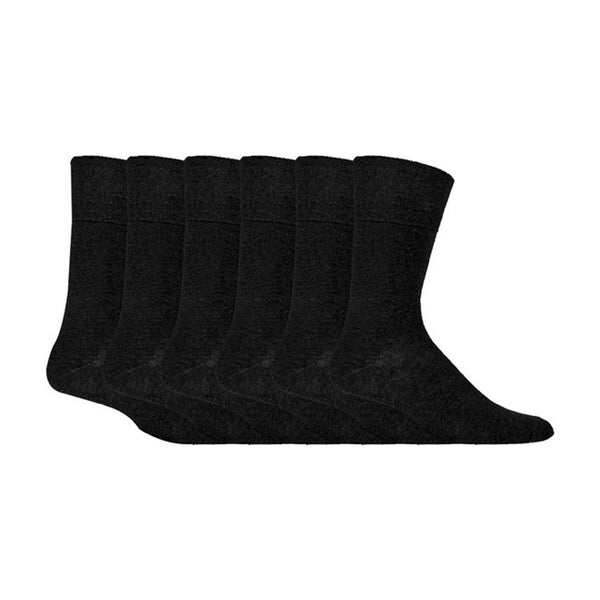 Sock Snob 6 Pack Mens Non Elastic Cotton Diabetic Socks With Seamless Toe 12-14 UK
