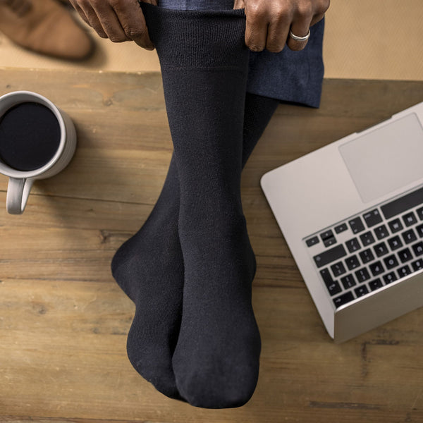 Sock Snob 6 Pack Mens Non Elastic Soft Top Cotton Diabetic Socks