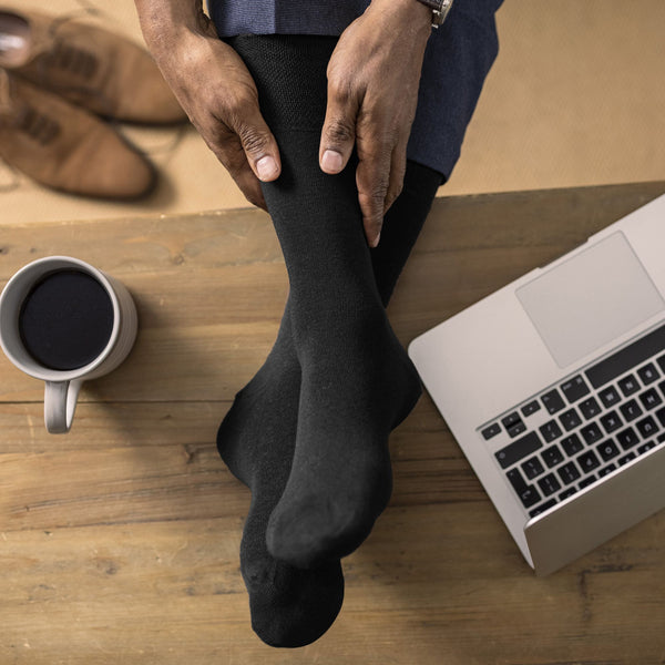 Sock Snob 6 Pack Mens Non Elastic Soft Top Cotton Diabetic Socks