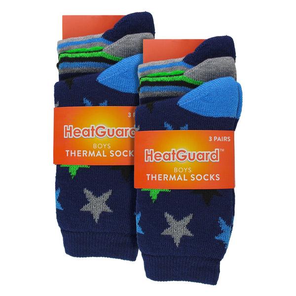 Sock Snob 6 Pairs Boys Warm Bed Socks | Stripes & Stars Patterned Breathable Socks