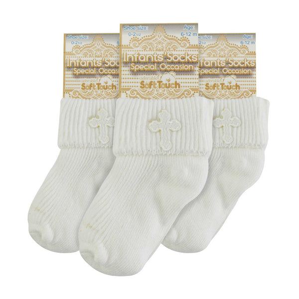 Sock Snob Cross Embroidery Newborn Cotton Baby Christening Socks