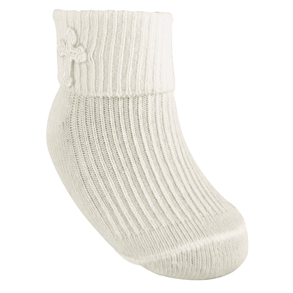 Sock Snob Cross Embroidery Newborn Cotton Baby Christening Socks